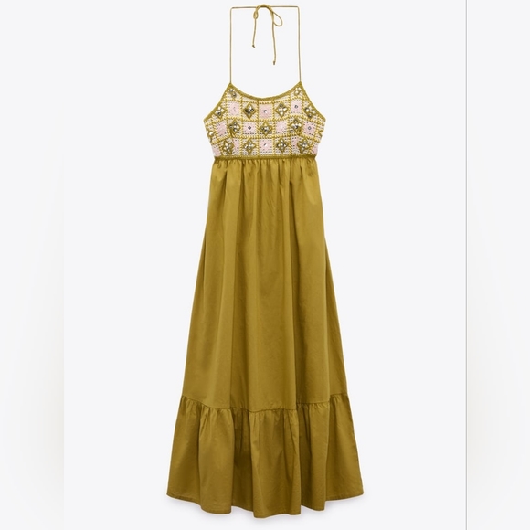 Zara MIXED BEADED CROCHET DRESS - Picture 3 of 6